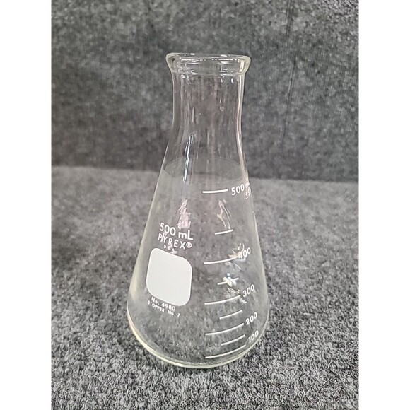 Vintage Glass Pyrex 4980 500 mL Erlenmeyer Flask Beaker USA Clean - Picture 1 of 5